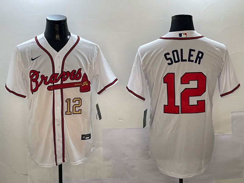 Men Atlanta Braves #12 Soler White Game 2024 Nike MLB Jersey style 2